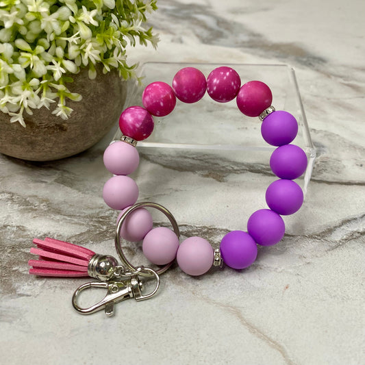 Silicone Bracelet Keychain - Purple Magenta Galaxy