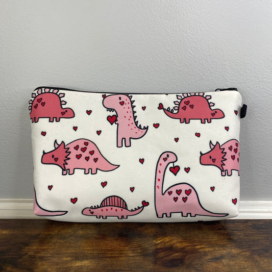 Pouch - Valentine’s Day - Dino Pink Hearts