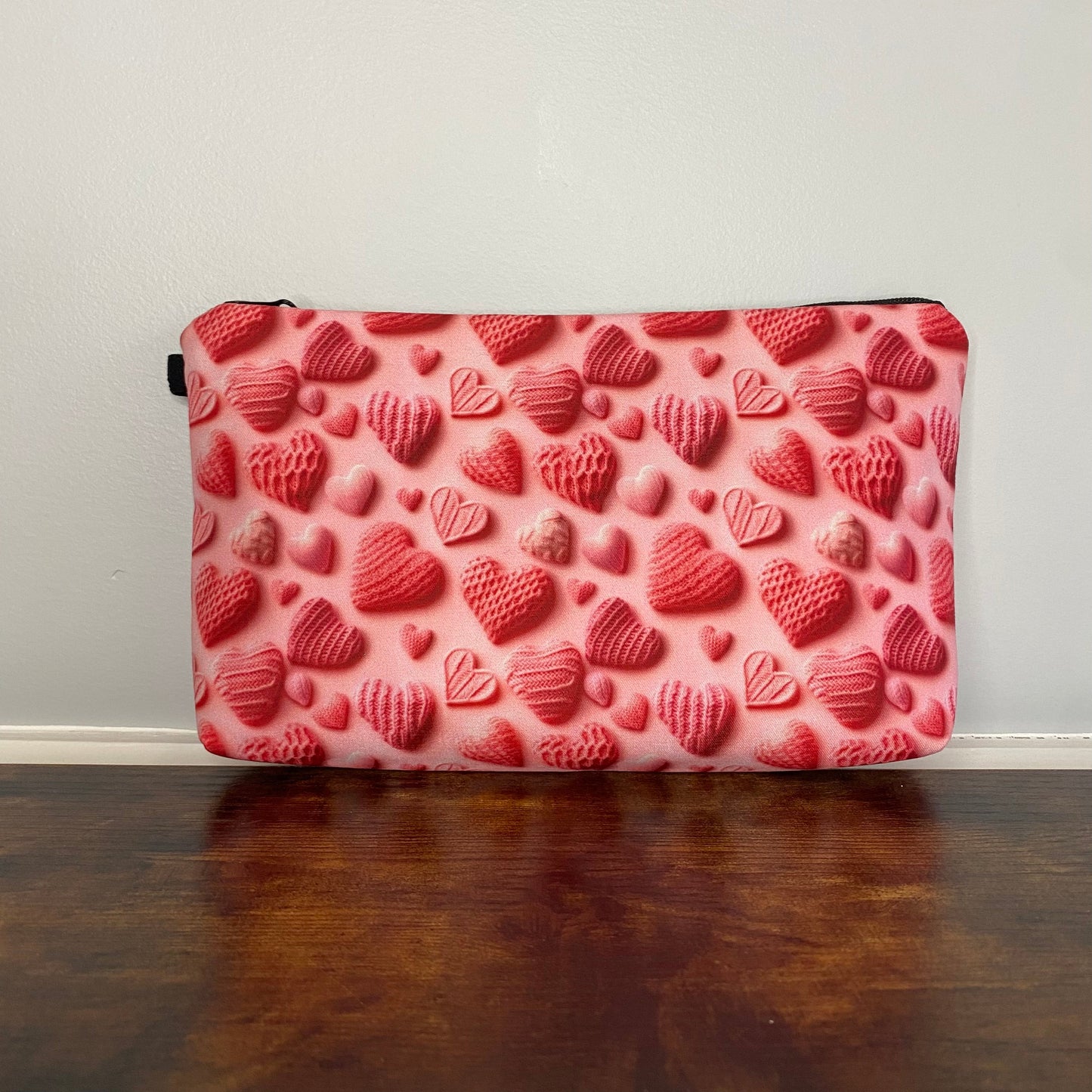 Pouch - All Pink Knit Hearts