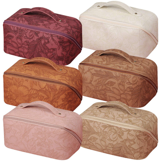 Oversized Lay Flat Cosmetic Bag - Embossed Floral - PREORDER 5/14-5/16